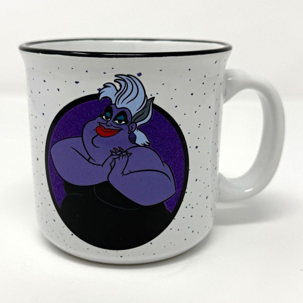 Disney Villains Ursula "Poor Unfortunate Souls" White Speckled Ceramic Mug 20 oz